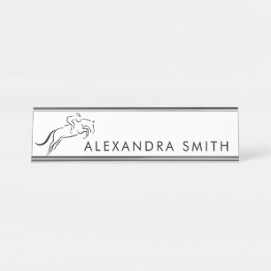 Jumping Horse   Horseback Riding   Horse Trainer Desk Name Plate