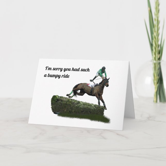 Jumping Horse Jockey Get Well Card (Front)