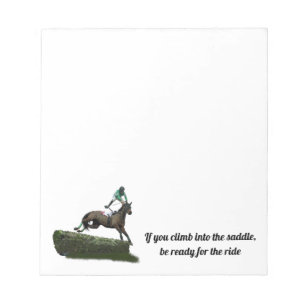 Jumping Horse Jockey In Green Notepad