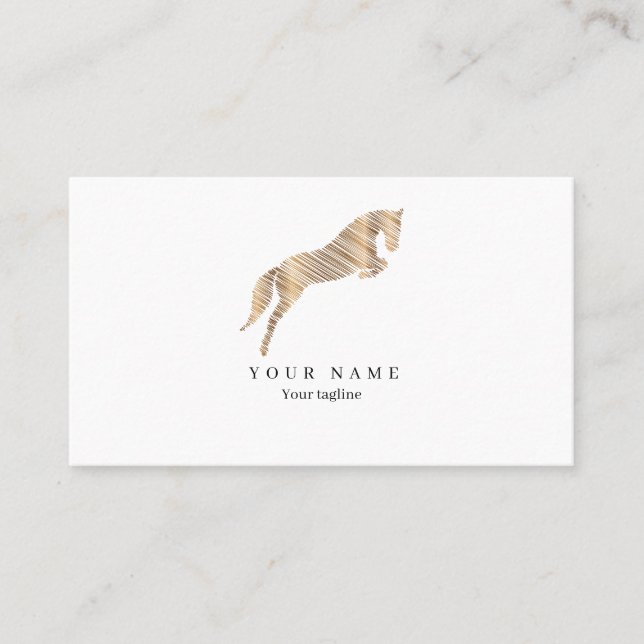 Jumping Horse | Scribble Horse | Gold Horse  Business Card (Front)