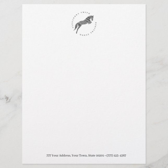 Jumping Horse | Scribble Horse | Horse Trainer Custom Letterhead (Front)