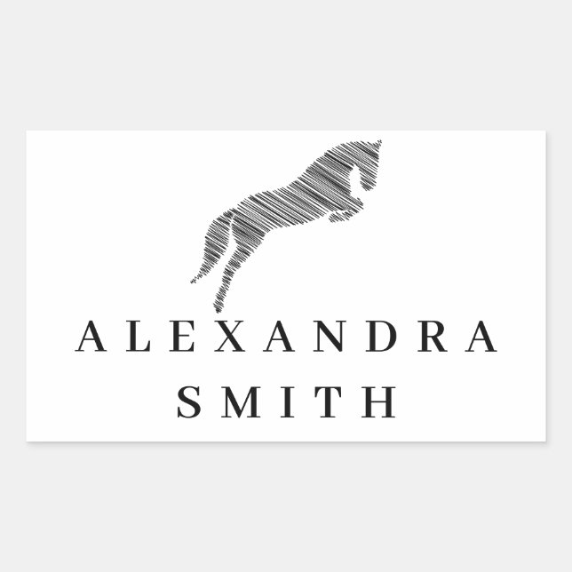Jumping Horse | Scribble Horse | Horse Trainer Rectangular Sticker (Front)