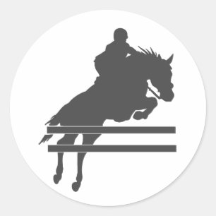 Jumping horse silhouette - Choose background color Classic Round Sticker