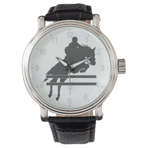 Jumping horse silhouette - Choose background color Watch