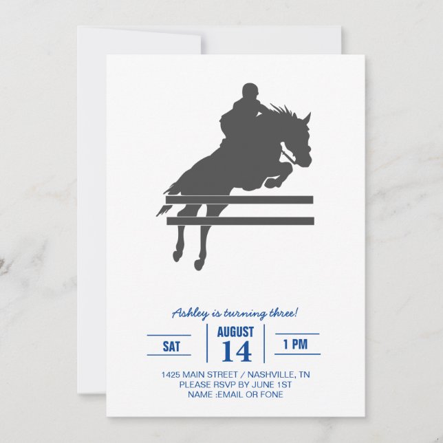 Jumping horse silhouette - Choose background colou Invitation (Front)