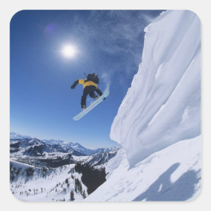 Jumping into Snake Creek Canyon from Clayton 2 Square Sticker