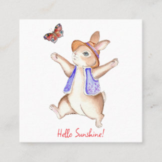 Jumping into Spring Bunny Flat Note Card