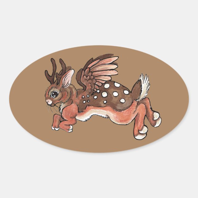 Jumping Jackalope/Worpletinger Oval Sticker (Front)