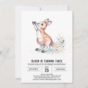 Jumping Kangaroo Birthday Invitation