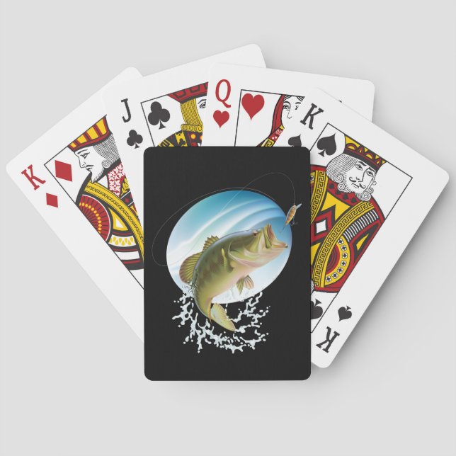 Jumping Large Mouth Bass Playing Cards (Back)