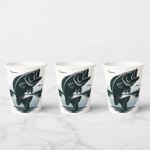 Jumping Largemouth Bass Fishing Minimalist Paper Cups