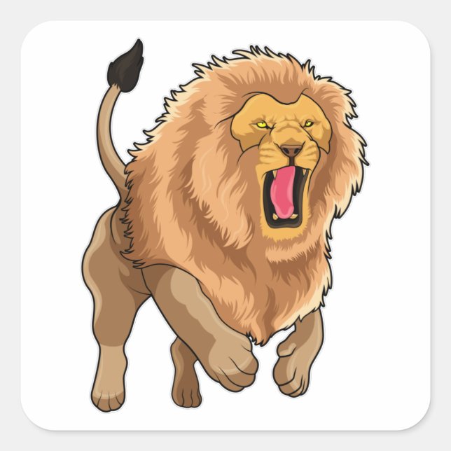 Jumping Lion Square Sticker (Front)