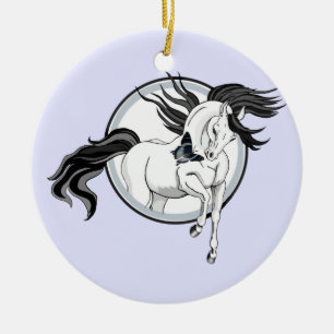 Jumping Out ~ Horse and butterfly Ceramic Tree Decoration