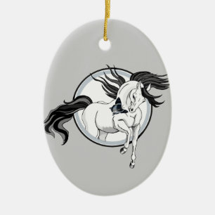 Jumping Out ~ Horse and butterfly Ceramic Tree Decoration