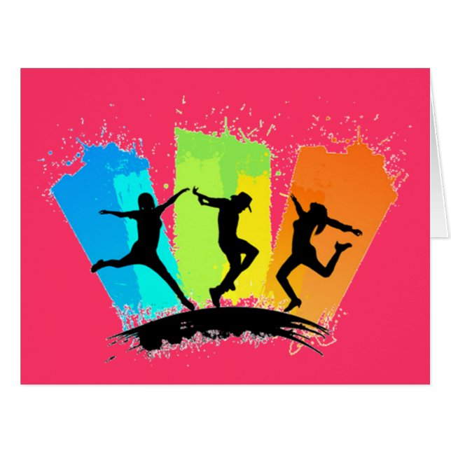 Jumping people silhouettes colourful - (Front Horizontal)