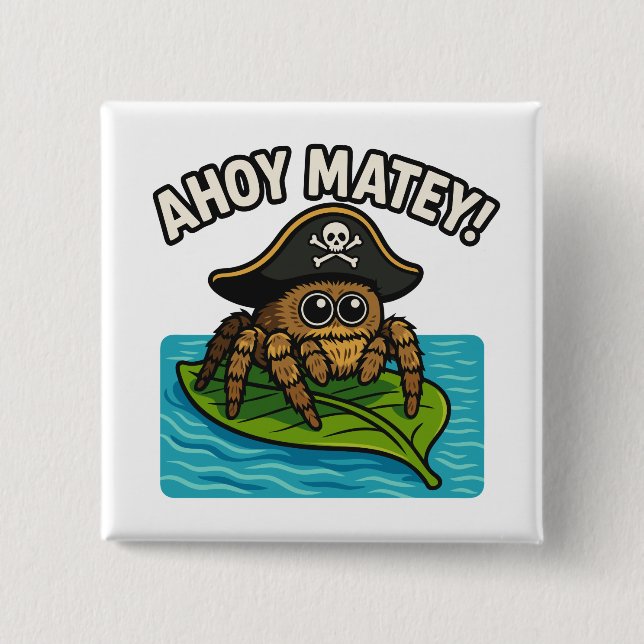 Jumping Pirate Spider Adventure Captain Webbeard 15 Cm Square Badge (Front)