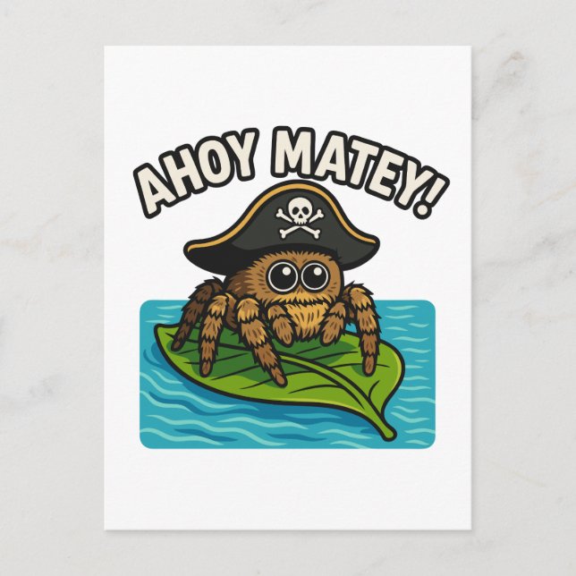 Jumping Pirate Spider Adventure Captain Webbeard Holiday Postcard (Front)