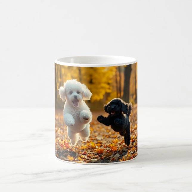 Jumping Poodle Puppies Coffee Mug (Center)