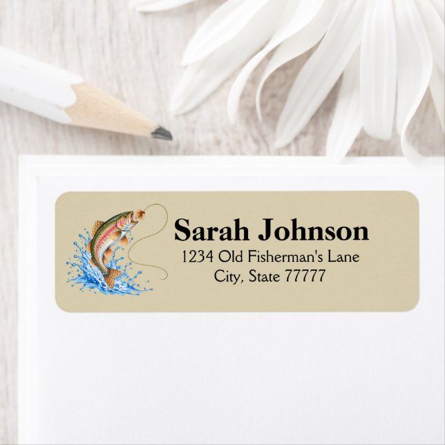 Jumping Rainbow Trout Return Address Label (Insitu)