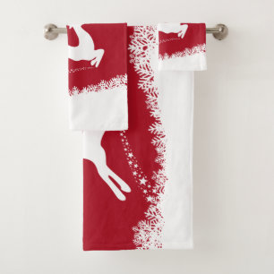 Jumping Reindeer custom monogram towel set