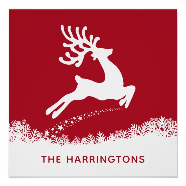 Jumping Reindeer custom name poster (Front)