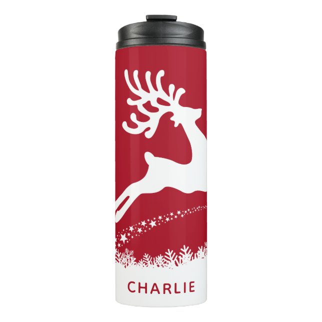 Jumping Reindeer custom name tumbler (Front)