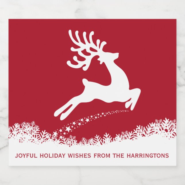 Jumping Reindeer custom text Christmas labels (Single Label)