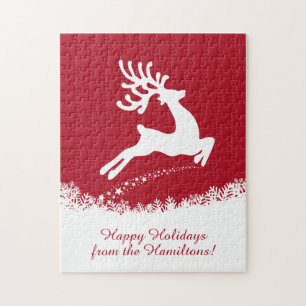 Jumping Reindeer custom text puzzle