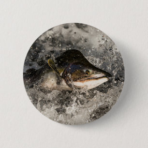 Jumping Salmon 6 Cm Round Badge