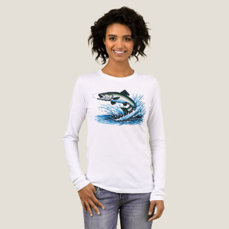 Jumping Salmon Splash Gift for Fisherman Art Tri-Blend Shirt