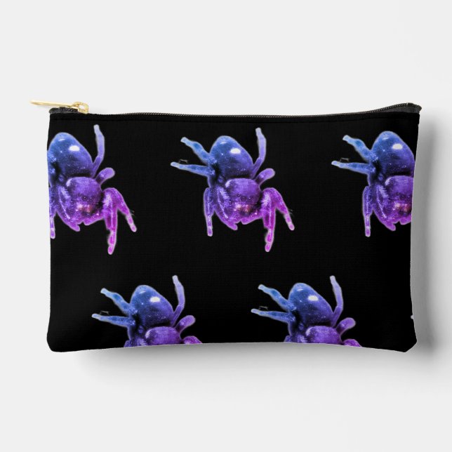 Jumping Spider Purple and Black Tote Accessory Pouch (Front)