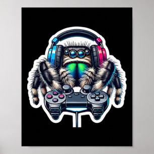 Jumping Spider Video Games Lover Gamer Gaming  Poster