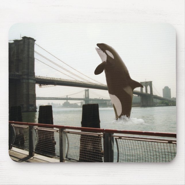 Jumping the Brooklyn Bridge Mousepad (Front)