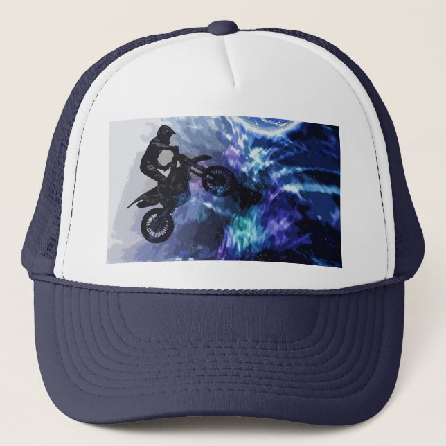 Jumping through Space - Motocross Rider Trucker Hat (Front)