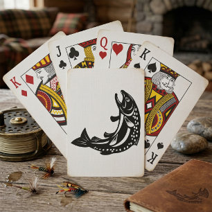 Jumping Trout Fish Silhouette Playing Cards