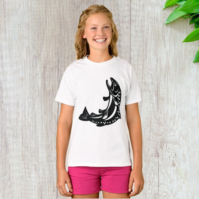 Jumping Trout Fish Silhouette T-Shirt (Creator Uploaded)