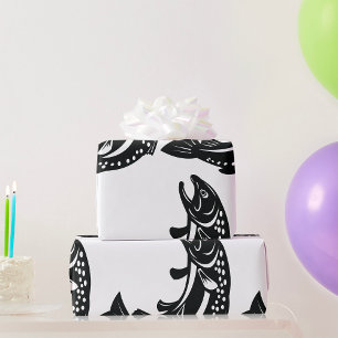 Jumping Trout Fish Silhouette Wrapping Paper