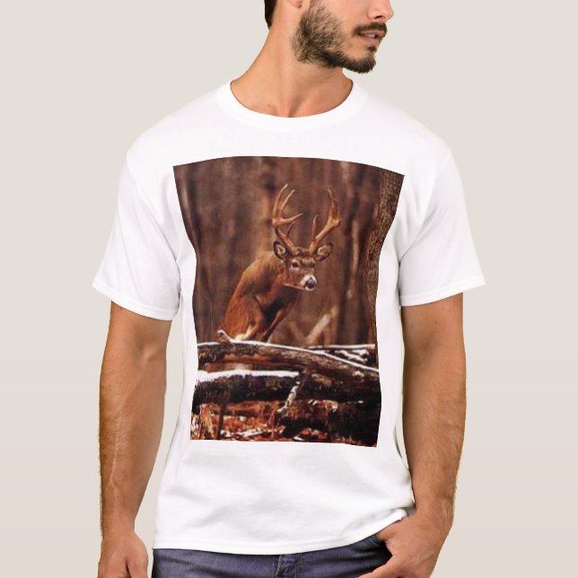 Jumping Whitetail Buck T-Shirt (Front)