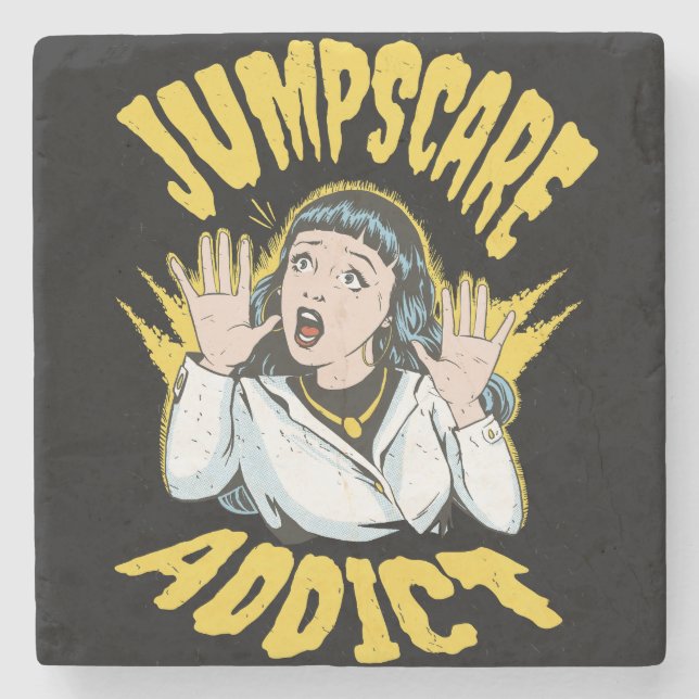 Jumpscare Addict Stone Coaster (Front)