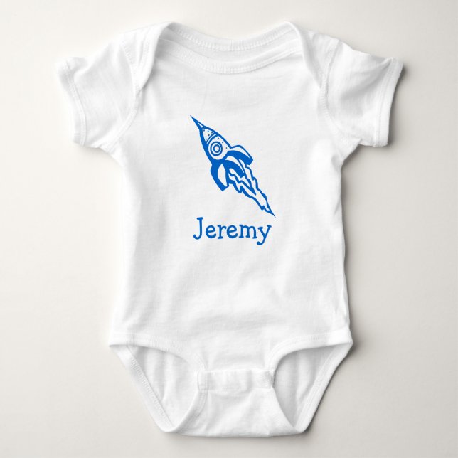 Jumpsuit for baby boy | Personalised space rocket (Front)