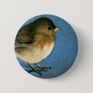 JUNCO BIRD DRAWING 6 CM ROUND BADGE