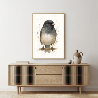 Junco Watercolor - Woodland Bird Art Poster