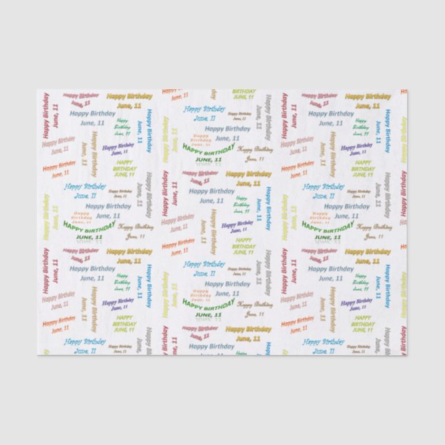 June, 11 Birthday Tissue Paper (Front)