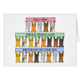 June 18th Birthday, Cartoon Cats.