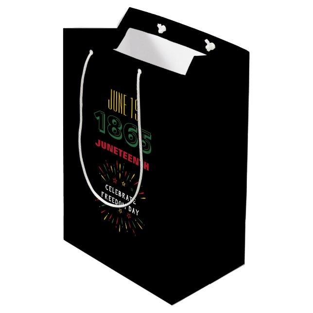 June 19 1865 Juneteenth Black History Fireworks Medium Gift Bag (Back Angled)