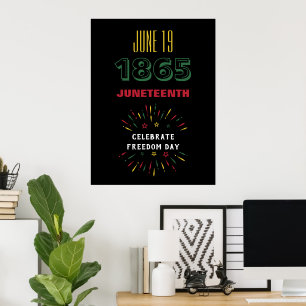 June 19 1865 Juneteenth Black History Fireworks Poster