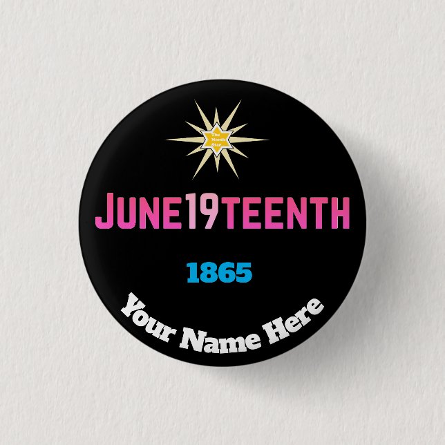 June 19teenth  3 cm round badge (Front)