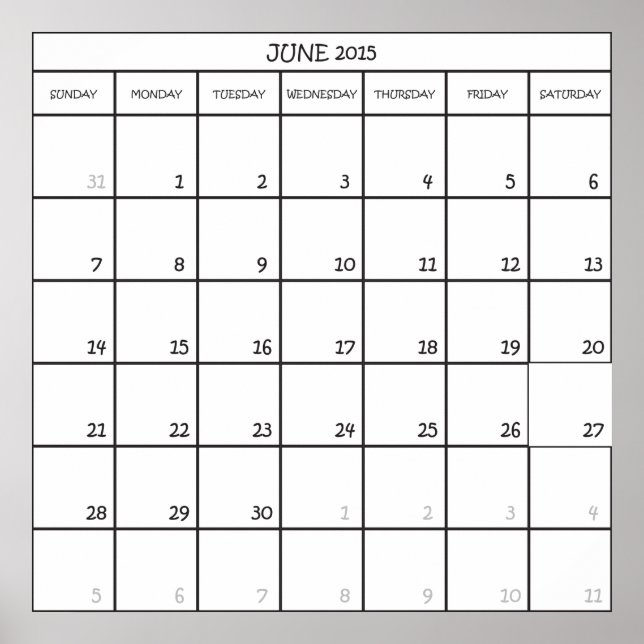 JUNE 2015 PLANNER CALENDAR POSTER (Front)