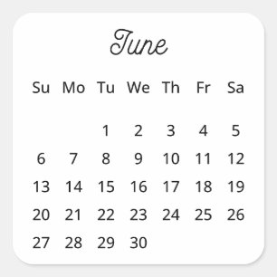 June 2027 Flex Start Calendar Square Sticker
