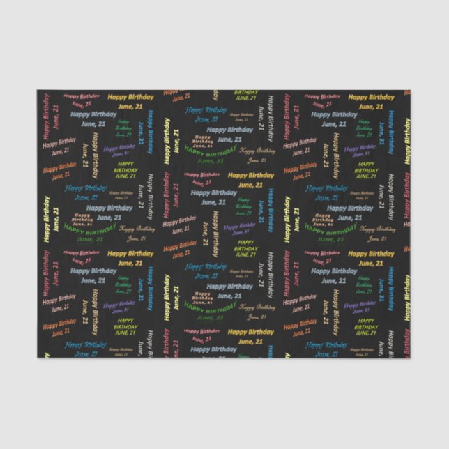 June, 21 Birthday Tissue Paper (Front)